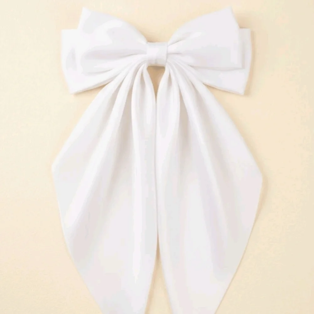 Elegant White Satin Large Hair Bow Clip for Women